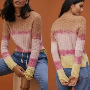 Anthropologie Dip Dyed 100% Cashmere Sweater Size Medium